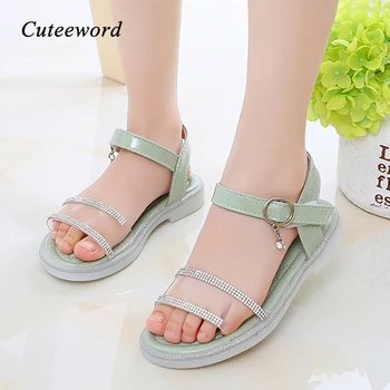 

Summer Rhinestone Transparent Girls Sandals Breathable 2020 New Children Shoes Leather Soft Bottom Open Toe Kids Sandals Flats
