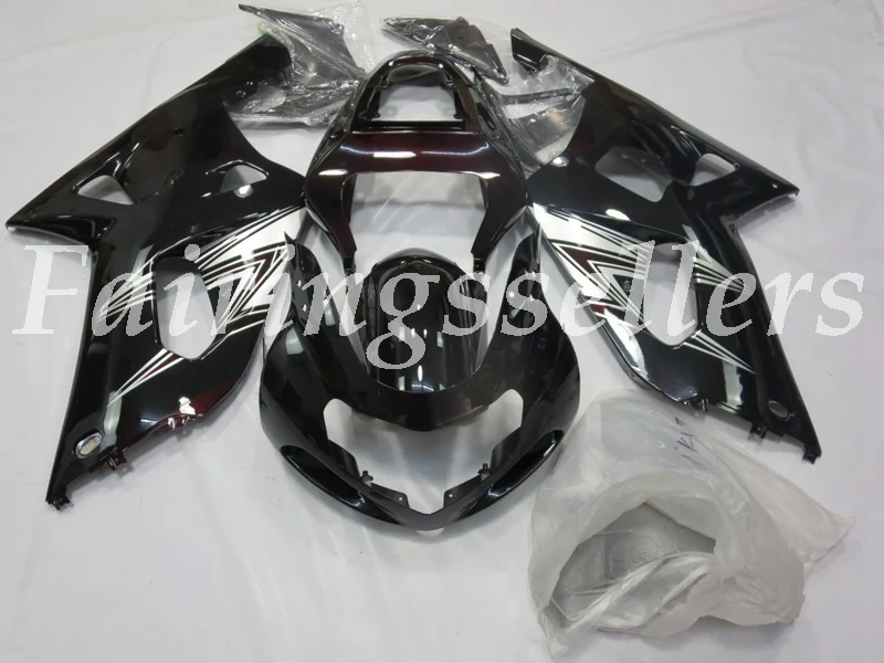 Black Silver Литье под давлением ABS мотоцикл обтекатели комплект подходит для Suzuki GSXR 600-750 K1 2001 2002 2003 01 02 03 Обтекатели Черный Серебристый - Цвет: Black Silver