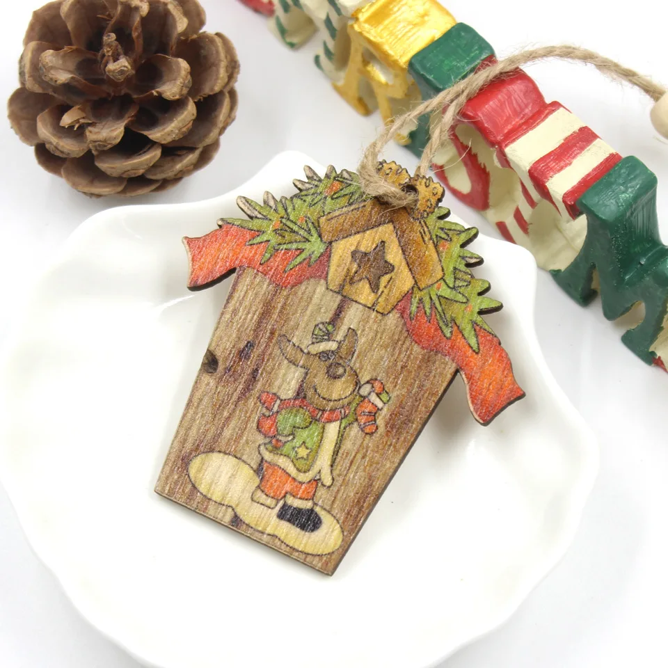 3 шт./партия, рождественские деревянные DIY подвесные украшения, рождественские украшения для дома, Новогодние Детские подарки, Natal Navidad Decoracion - Цвет: 3pcs Style 1 elk
