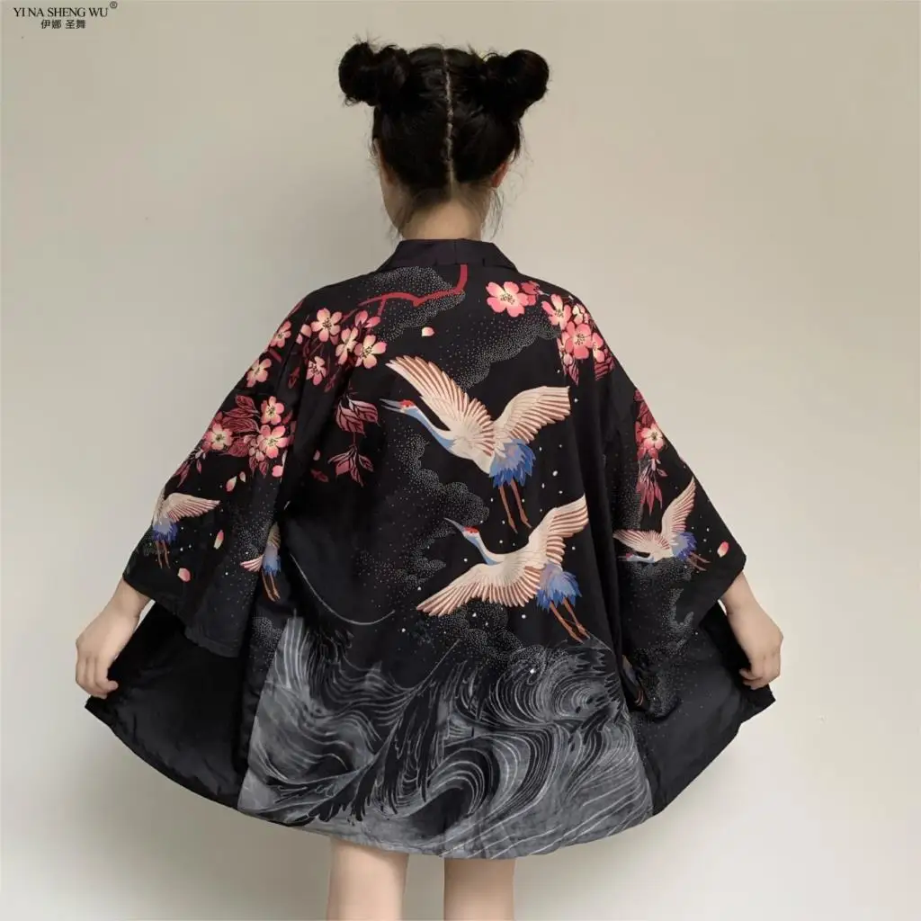 Hot Sale 134225 Kimono Women Japanese Ukiyoe Printed Kimono Traditional Cardigan Men Harajuku Streetwear Samurai Costume Yukata Male Haori Obi Cicig Co