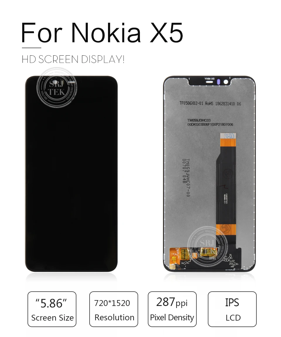 Новый 5,8 "для Nokia X5 ЖК-дисплей Дисплей Сенсорный экран Digitizer Ассамблеи Запчасти для авто для Nokia X5 ЖК-дисплей Дисплей