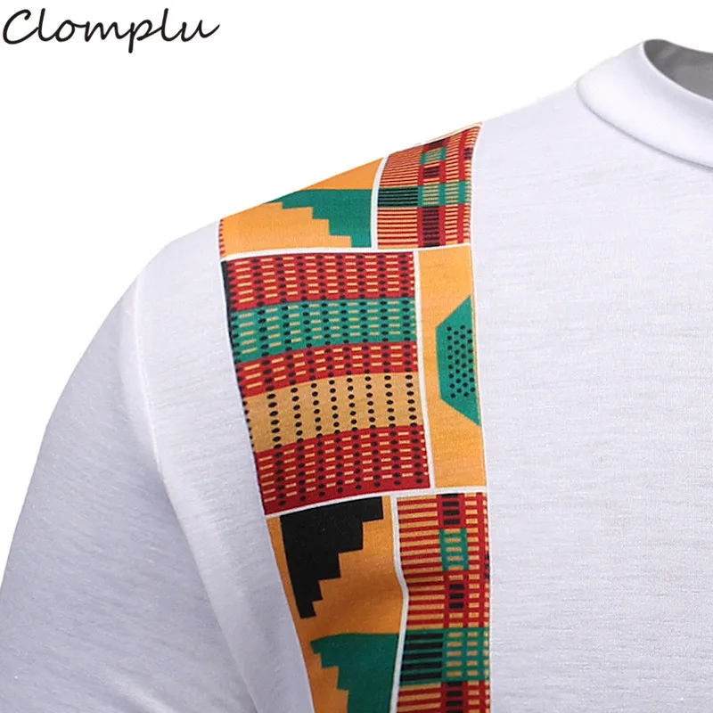 Clomplu модная футболка с коротким рукавом африканская одежда Дашики Летняя Повседневная африканская мужская одежда высокого качества с принтом черного и белого цвета