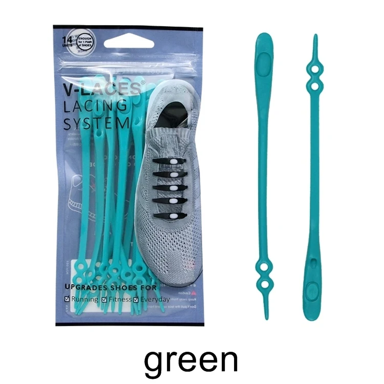 green 14 шт./компл. Водонепроницаемый силиконовые шнурки защитные аксессуары для обуви эластичные шнурки без завязок; обувь без застежки на шнурках Z066 - Цвет: green