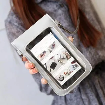 

High Quality Ladies Touching Screen Leather Bag Vertical Purse Multifunctional Standard Clutch Messenger Bag Fashion Casual Bag