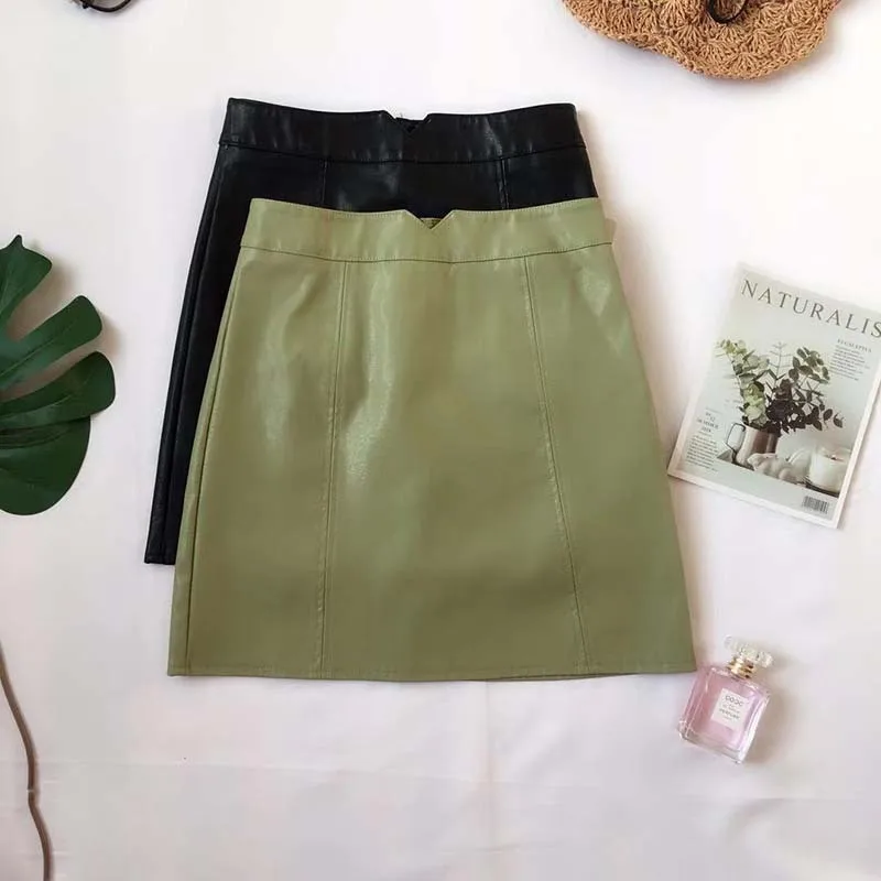

[Attachment] Small Leather Skirt 2019 Korean-style Autumn CHIC Versatile Anti-Exposure xi shui pi Pu Short Skirt 2229