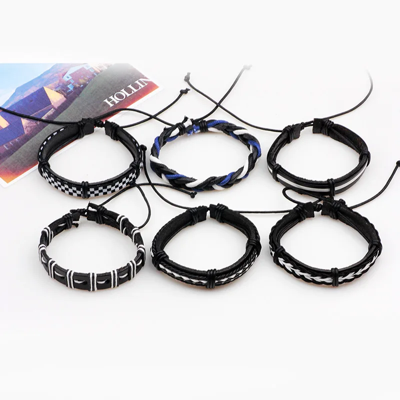 New Design Vintage Multi-layer Leather Bracelet Men Fashion Glamour Jewelry Wristband Armband Heren Friendship Gift Wholesale