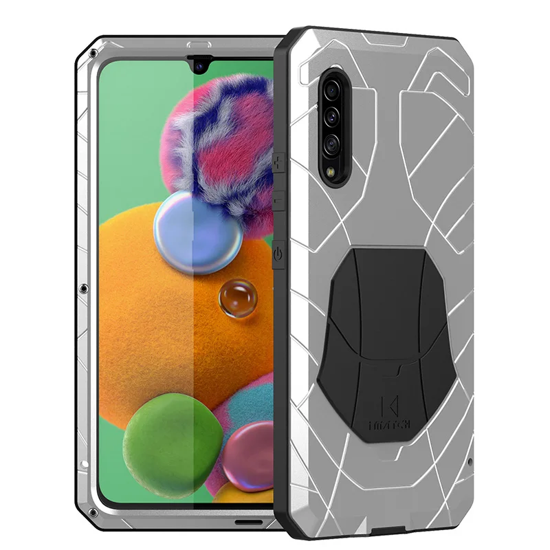 Для samsung Galaxy A90 5G Твердый корпус для телефона Алюминиевый металлический корпус Закаленное стекло Защитная крышка экрана сверхмощный защитный чехол