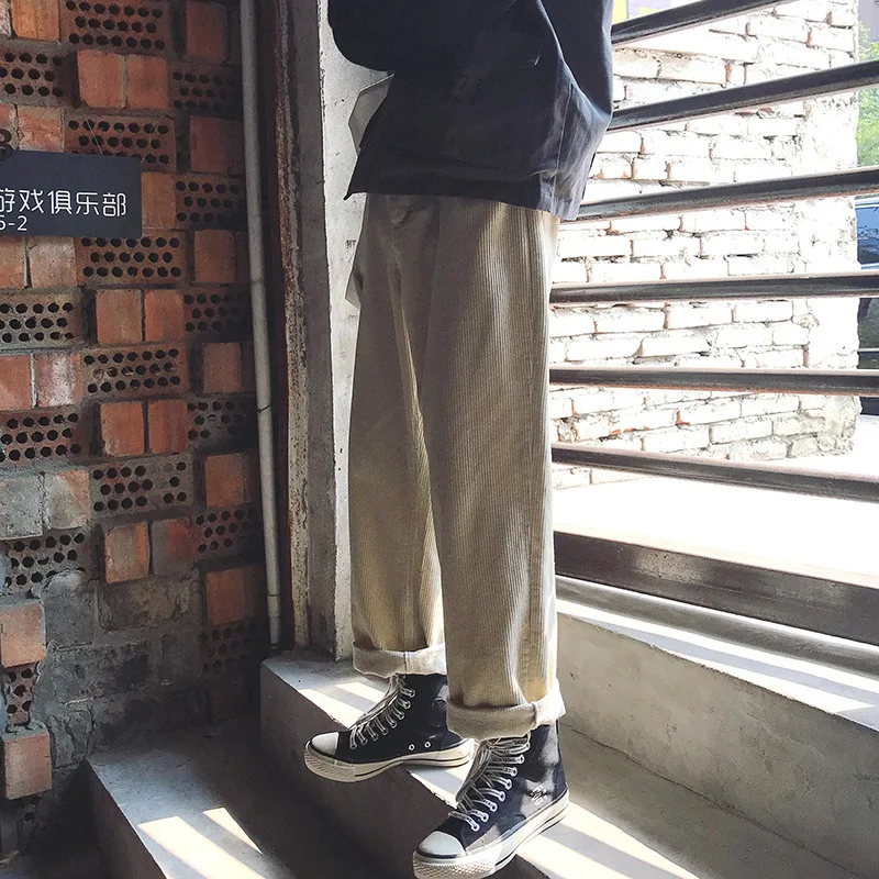 

2018 Winter New Style Fashion Trend of the Wind Artistic Japanese-style Fresh Corduroy Straight-Cut Workwear Men's Casual Pants