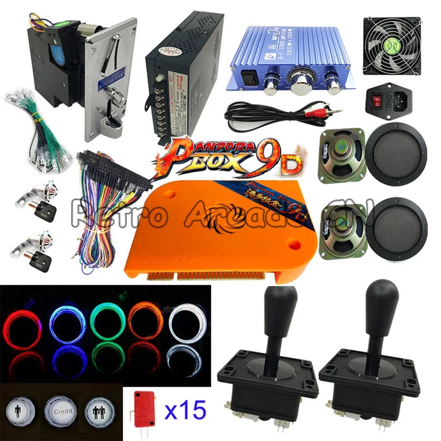 DIY аркадные Связки комплекты деталей видеоигры Pandora Box 9D 2226 в 1 с блоком питания кабель Jamma джойстик световая кнопка - Цвет: Happ joystick