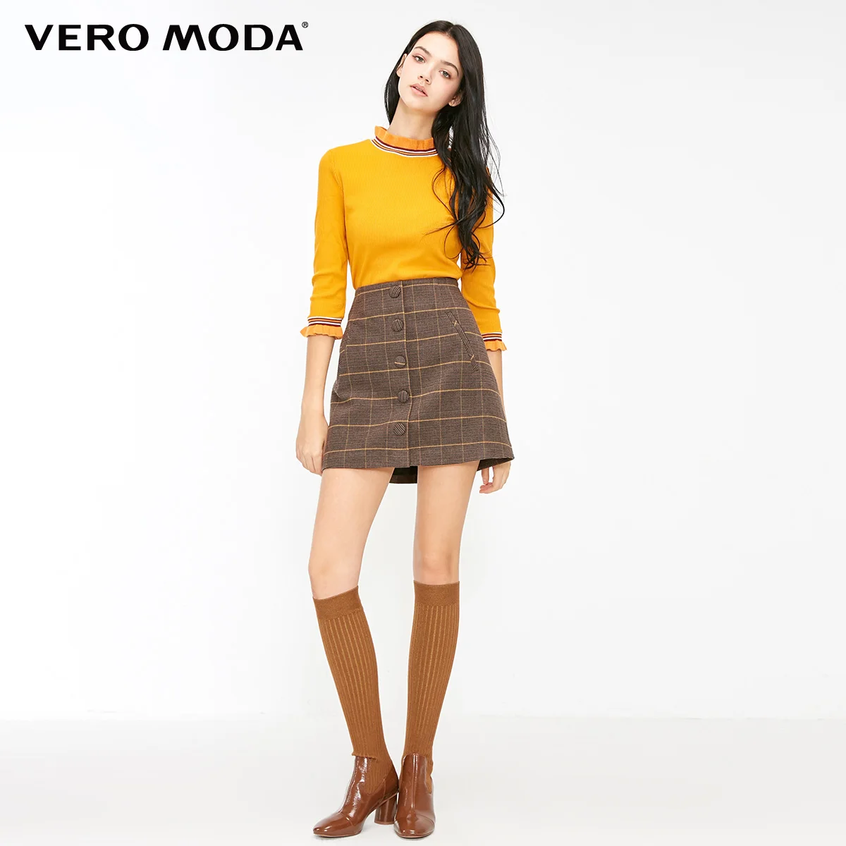 Vero Moda женская OL стиль декоративные пуговицы А-юбка с подкладом | 319116551