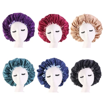 

Reversible Satin Bonnet Hair Caps Double Layer Adjust Sleep Night Cap Head Cover Hat For Curly Springy Hair Styling Accessories