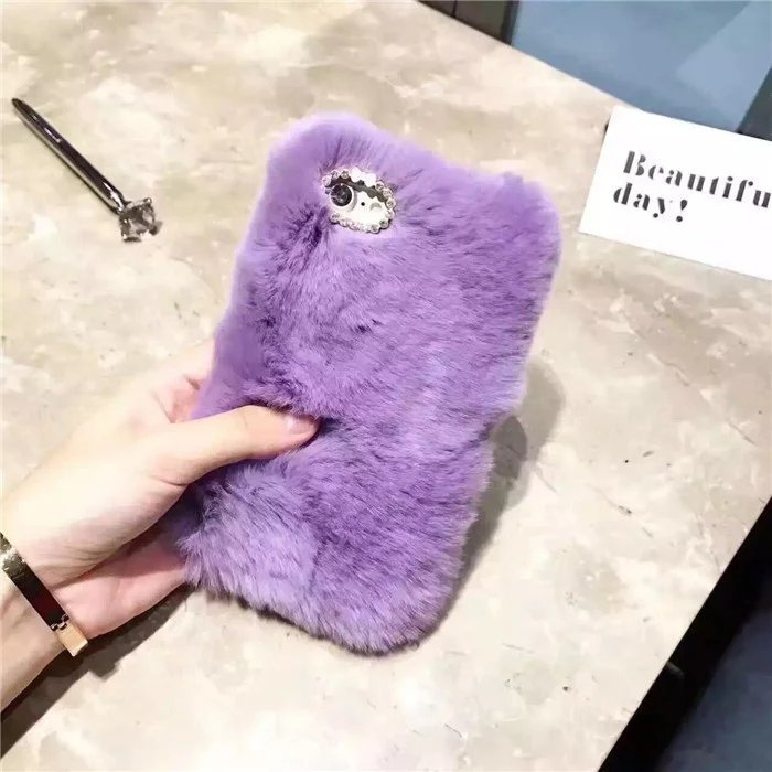 purple-qm Чехол из кроличьего меха для Xiaomi mi 9 mi 9 SE mi 8 Lite SE explorer A1 A2 Lite 6X 5X Play Red mi Note 7 Pro теплый Пушистый Плюшевый чехол - Цвет: purple-qm