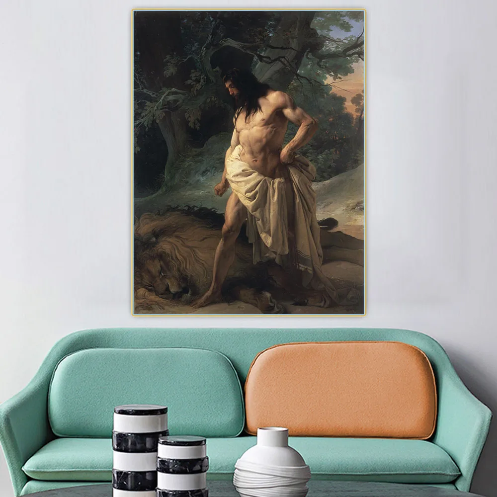 Citon Francesco Hayez samsamson Slays the Lion Canvas Холст Картина маслом Художественный постер картина