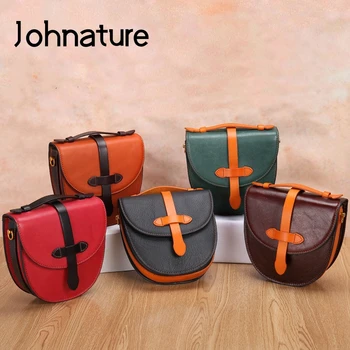 

Johnature 2020 New Retro Women Bag Genuine Leather Shoulder Bags Leisure All-match First Layer Cowhide Female Crossbody Bags