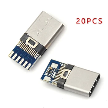 

5pcs USB 3.1 Type C Male DIY Solder Cable Plug Socket Attached PC Board