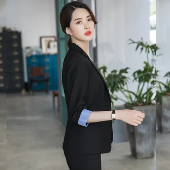 

2019 Season Occupation Suit Slim Fit Female Small Suit Seven Points Sleeve Nine Points Pants Hotel Jewelry Store Suit Suit