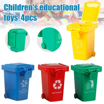 

4 Pcs Trash Can Toy Garbage Classification Learning Educational for Children Kids Hot Sales