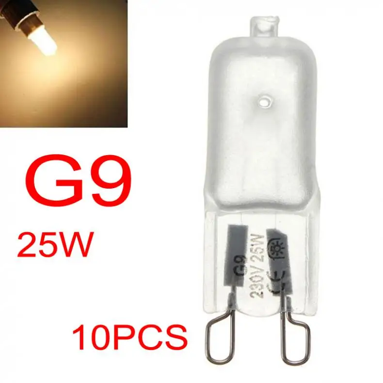 10pcs G9 Halogen Light Bulbs 230-240V 25W Frosted Dimmable Capsule Lamp Light
