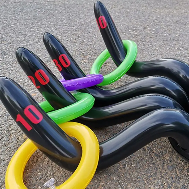 9pcs Ring Toss Game PVC Funny Inflatable Spider Decorative Ring Toss Toy Inflatable Toy Toss Game Party Toy Sports for Kids