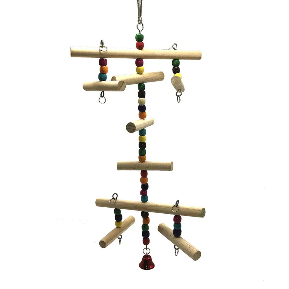 Bird Wood Climbing Ladder Parrot Swing Stand Toy for Parakeet Cockatiel Conure Finch African Grey Macaw Cage Perch