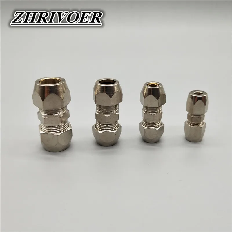 Pipe Fitting Compression Ferrule Tube Fitting 4 6 8 10 12 14 16mm Brass Pipe Double Card Set Copper Joints Tubing Nut Lock Double Straight