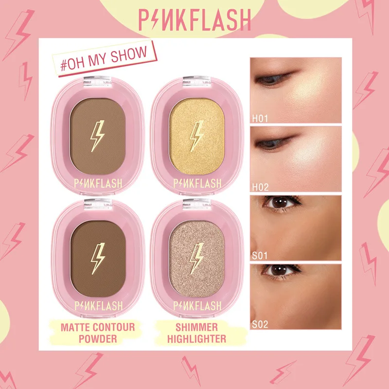 

PINKFLASH 4 Colors Highlighter & Contour Bronzer Powder Glitter Palette For Face Make Up Waterproof Long Lasting Cosmetic TSLM2