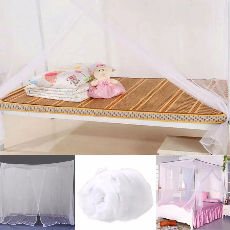1PC Moustiquaire Canopy White Four Corner Post Student Canopy Bed Mosquito Net Netting Queen King Twin SizeNew Qgnv