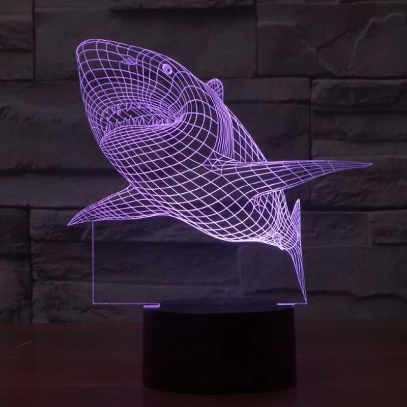 3d светодиодный светильник ночник Творческий Акула детская настольная лампа
