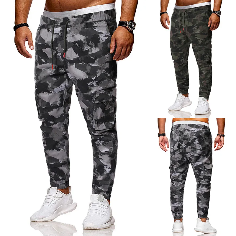 

2019 New Style Ouma Men Fashion Camouflage Digital Printing Drawstring Belt Casual Pants Trousers 7496