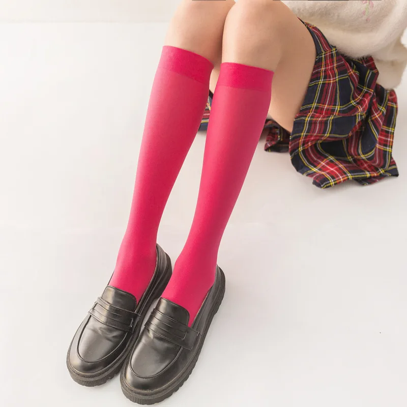 

iComfortable Women Stocking Lolita Syle Cosplay Solid Candy Color Cute Knee Long Student Velvet Stocking Japanese Kawaii