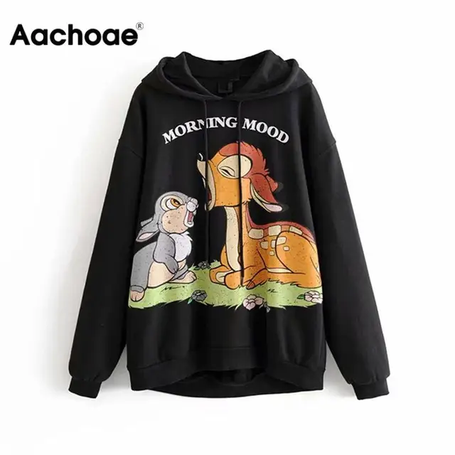 US $17.68 Aachoae Cartoon Hoodie Women Spring Long Sleeve Hooded Sweatshirt Harajuku Casual Hoodies Loose Fun