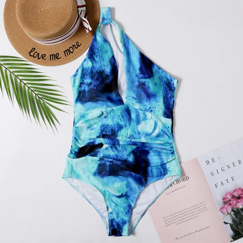 2020 Explosive Bikini AliExpress Swimwear European And American New Sexy One-shoulder Swimsuit | Женская одежда
