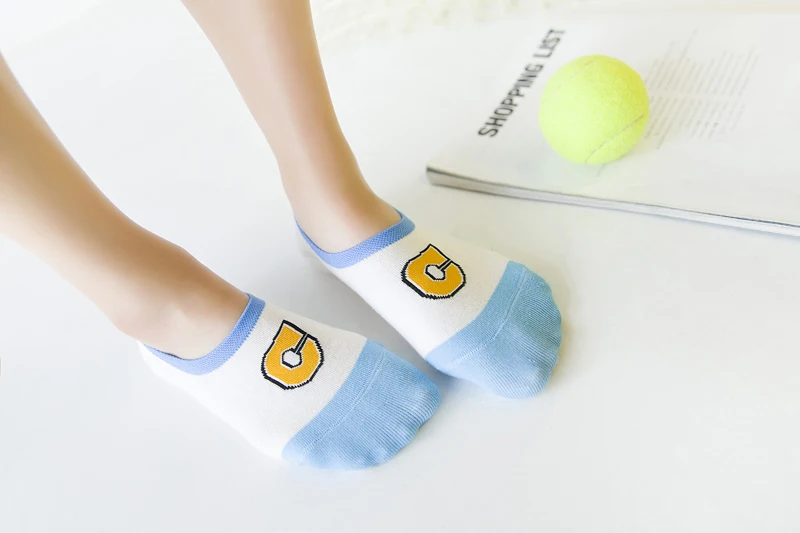 5 пар, модные носки-башмачки с буквами Kawaii, женские милые забавные летние носки, женские повседневные хлопковые короткие носки для девочек