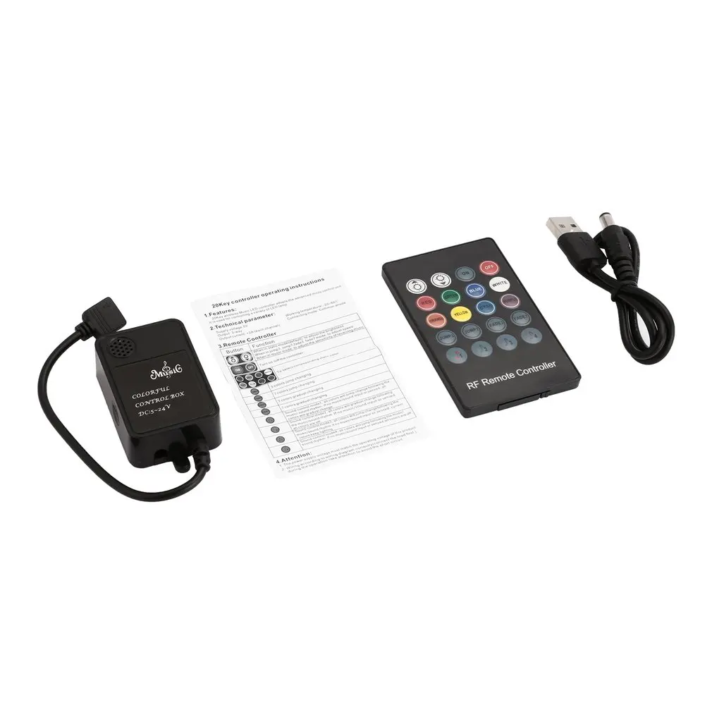 ICOCO светодиодный RGB музыкальный контроллер 20 ключей RF пульт дистанционного управления звуком Сенсор контроллер для RGB Светодиодные ленты светильник гибкий