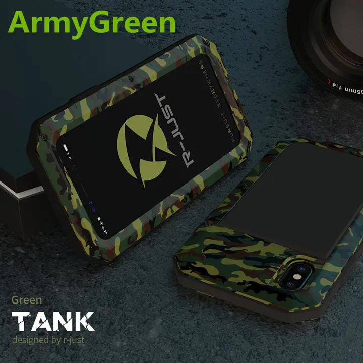ArmyGreen Phone Case Сверхпрочная защита Doom бронированный металлический алюминиевый чехол для телефона для iPhone 11 Pro Max XR XS MAX 6 6S 7 8 Plus X 5S 5 противоударный чехол - Цвет: ArmyGreen Phone Case