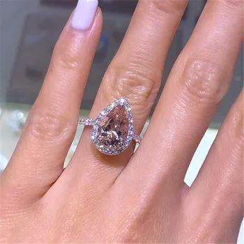 

Wukalo New Brand Gold Color Champagne Cubic Zirconia Pear Shape Engagement Ring for Woman Dropshipping