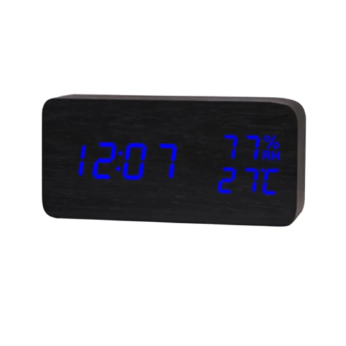 black-board blue Двухмощные деревянные часы со светодиодным дисплеем деревянные будильники с датой/температурой/влажностью цифровые часы xyzTime - Цвет: black-board blue