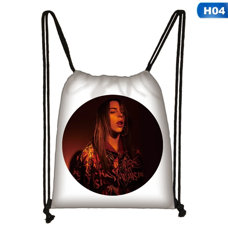 BG4745H04 Хит, модная сумка на шнурке с принтом Billie Eilish для девочек, вместительный рюкзак для путешествий, мягкий рюкзак для леди, пляжа, Mochila - Цвет: BG4745H04
