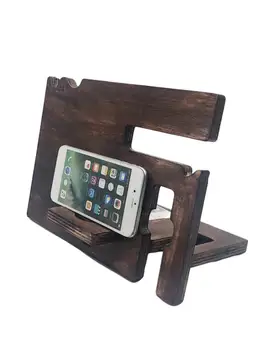 

Wooden Mobile Phone Holder Watch Glasses Key Accessories Desktop Wallet Storage Rack Lightweight Slim Design Universal