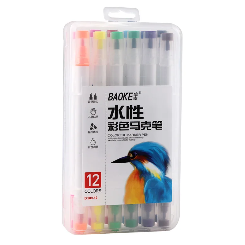 

12 Colors Art Marker Pen Set Multifunction Painting Design Markers Water-based Marker Pens Student Stationery Art Supplies
