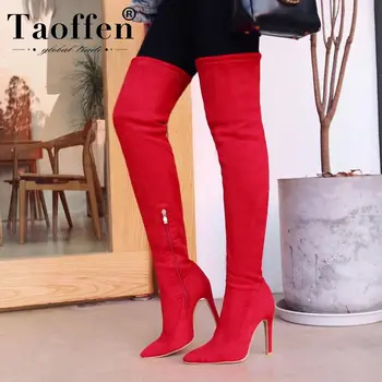 

Taoffen 2020 New Women Over The Knee Boots Winter Long Boots Thin High Heel Keep Warm Shoes Woman Sexy Party Botas Size 31-43