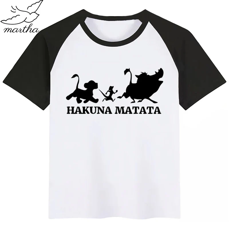BlackD Детская летняя модная футболка для мальчиков и девочек; детская забавная футболка с рисунком льва и короля акуны Матата; милые детские топы с Simba; одежда для малышей - Цвет: BlackD