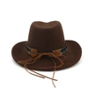 Sombrero de moda para hombre y mujer, sombrero de Cowboy del oeste con Banda de cabeza de vaca, ala ancha, Jazz Pop, talla 56-58CM ► Foto 3/6