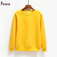 Prowow Winter Spring Women Sweatshirt Yellow O-neck Man Top Clothes Plus Size Thin Velvet Pullovers Shirts Black Hoodies White 1