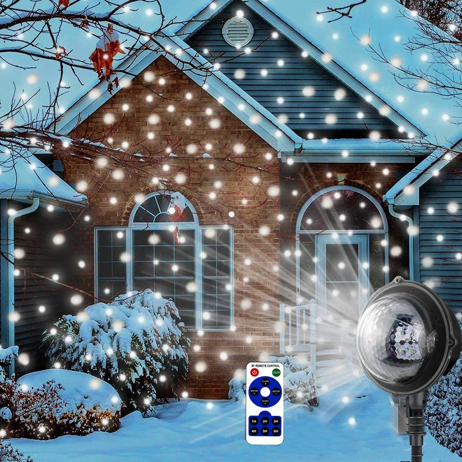 

Thrisdar LED Snowfall Projector Lights Christmas Snowflake Projector Lamp Outdoor Party Wedding Snow Falling Projection Light