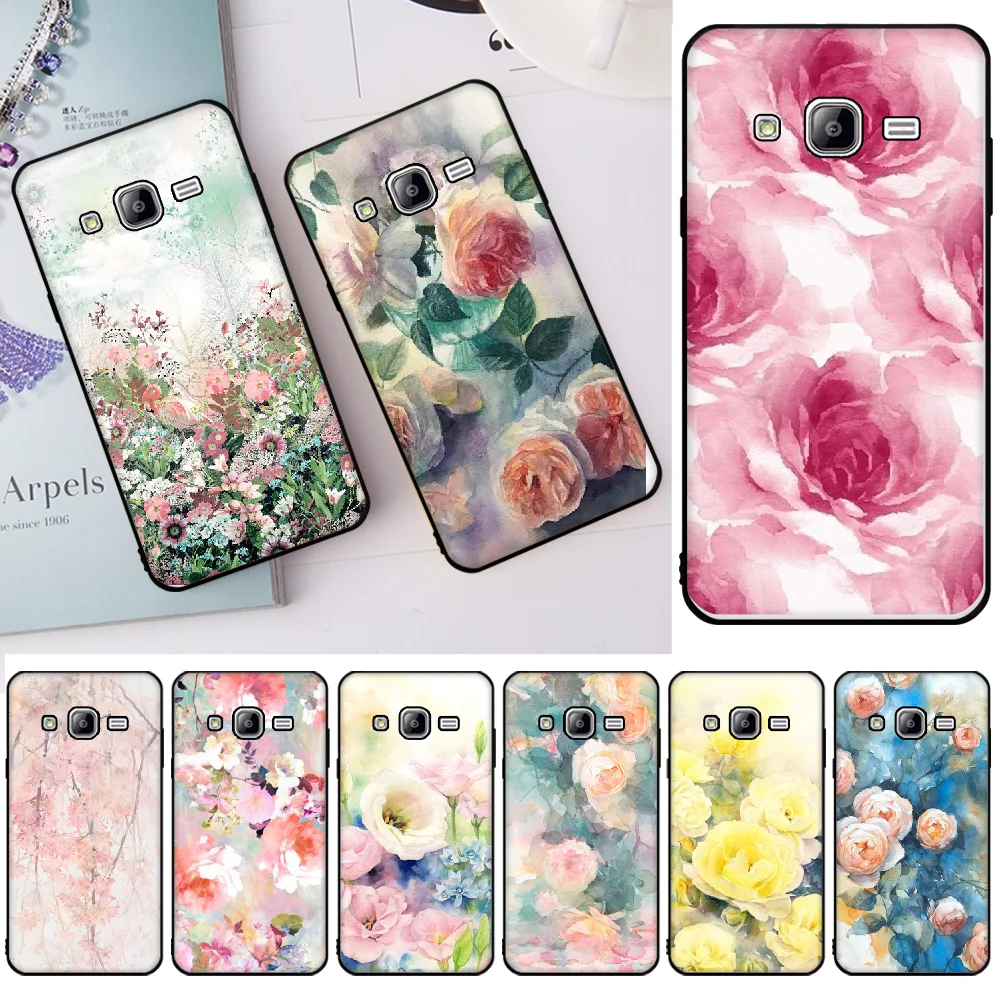 

OFFeier Watercolor flowers Soft black Phone Case For Samsung J2 Prime J2 Pro J4 J4Plus J415 j6 J6 Prime J7 Plus J7 2018