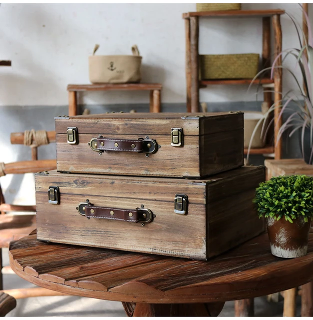Caja de maleta decorativa de madera retro vintage, venta al por mayor -  AliExpress