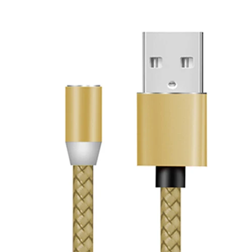 VOXLINK 1 м светодиодный магнитный USB кабель для iPhone Xs 6 и usb type C кабель и Micro USB нейлоновая оплетка для samsung Xiaomi huawei USB C - Цвет: Gold Cable no Plug