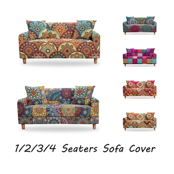 

Boho Slipcovers Sectional Elastic Stretch Mandala Sofa Cover For Living Room Couch Cover L shape Armchair Cover 1/2/3/4 Seater