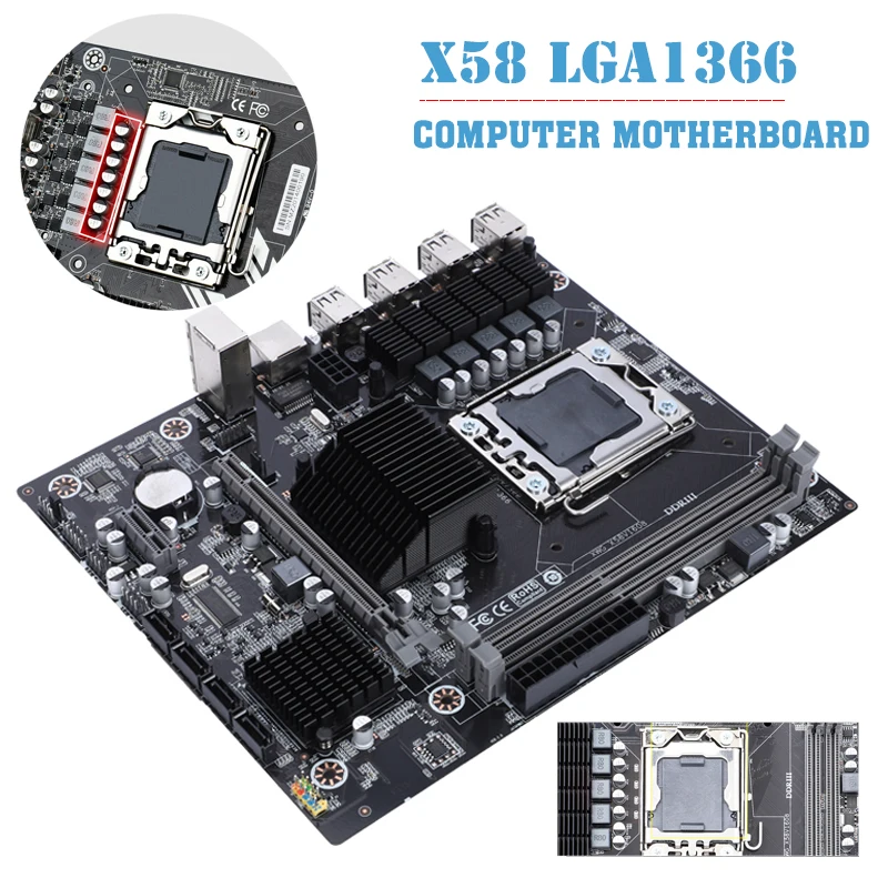 

X58 1366-pin DDR3 Desktop Computer Motherboard Socket LGA 1366 Pin Motherboard PCI-Express 3.0 C16 For Intel Core I7